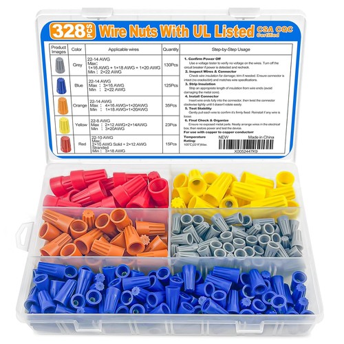 328 piece wire nuts assortment - 328,